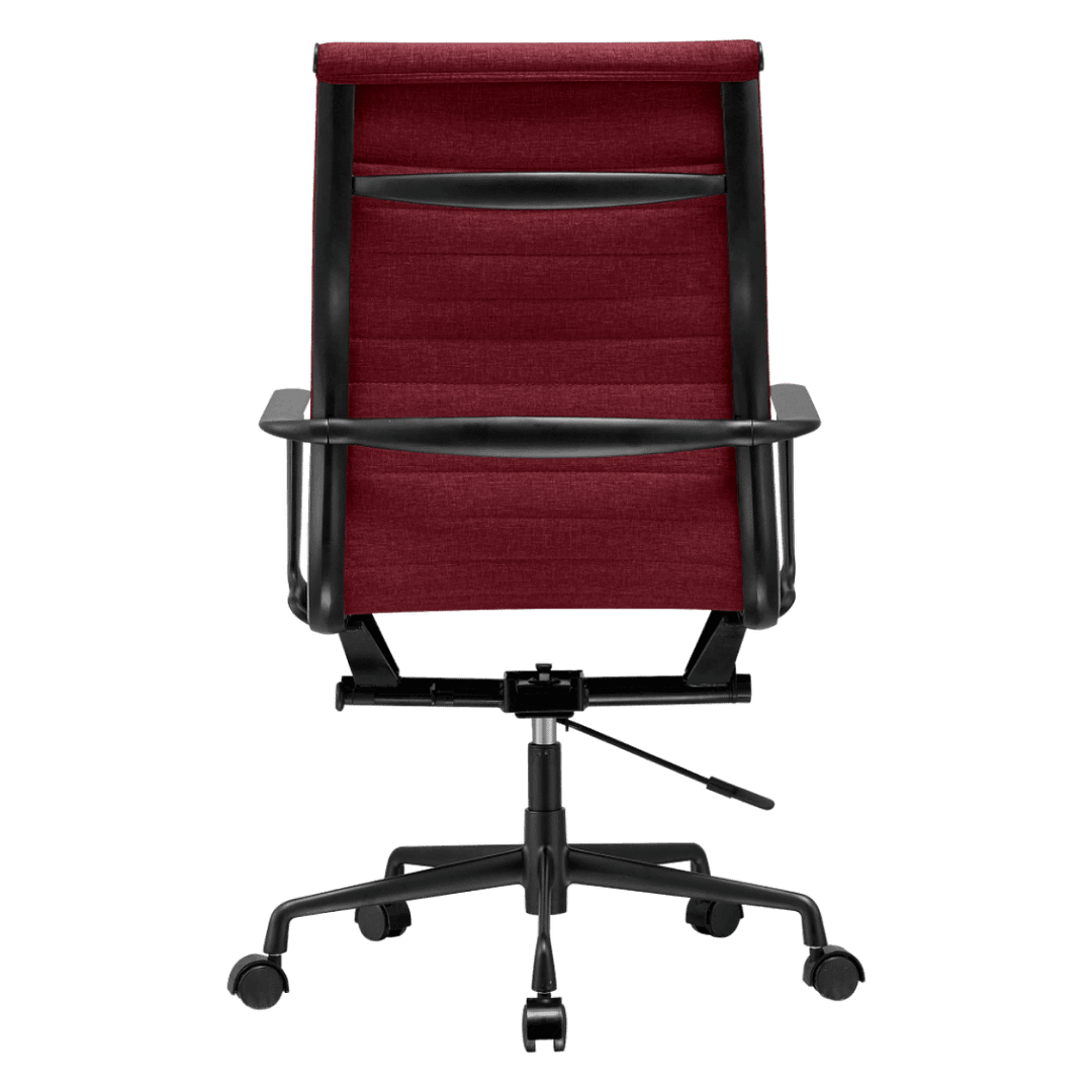 Premium Highback Ribbed Executive Chair Red Linen Black Frame 4