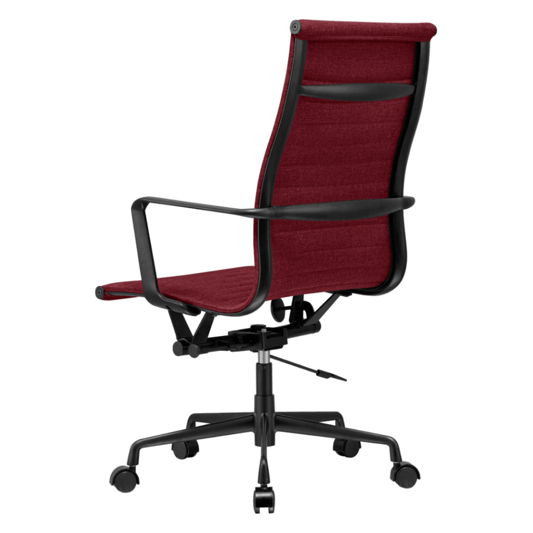 Premium Highback Ribbed Executive Chair Red Linen Black Frame 5