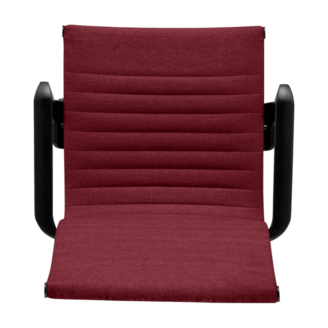 Premium Highback Ribbed Executive Chair Red Linen Black Frame 6