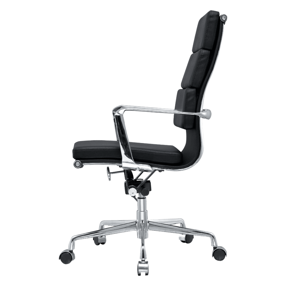 Premium Highback Softpadded Executive Chair Black Leather Chrome Frame 2