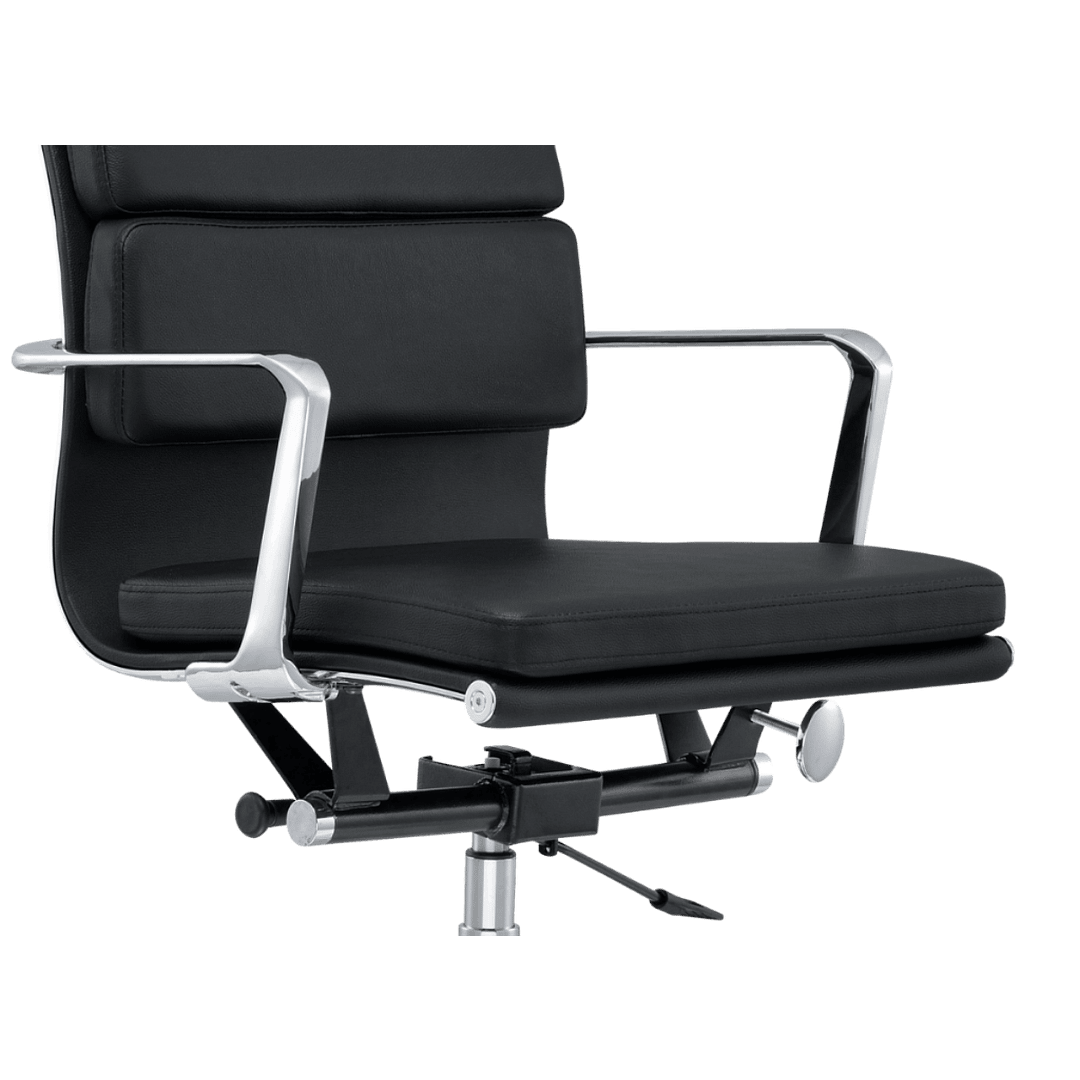 Premium Highback Softpadded Executive Chair Black Leather Chrome Frame 8