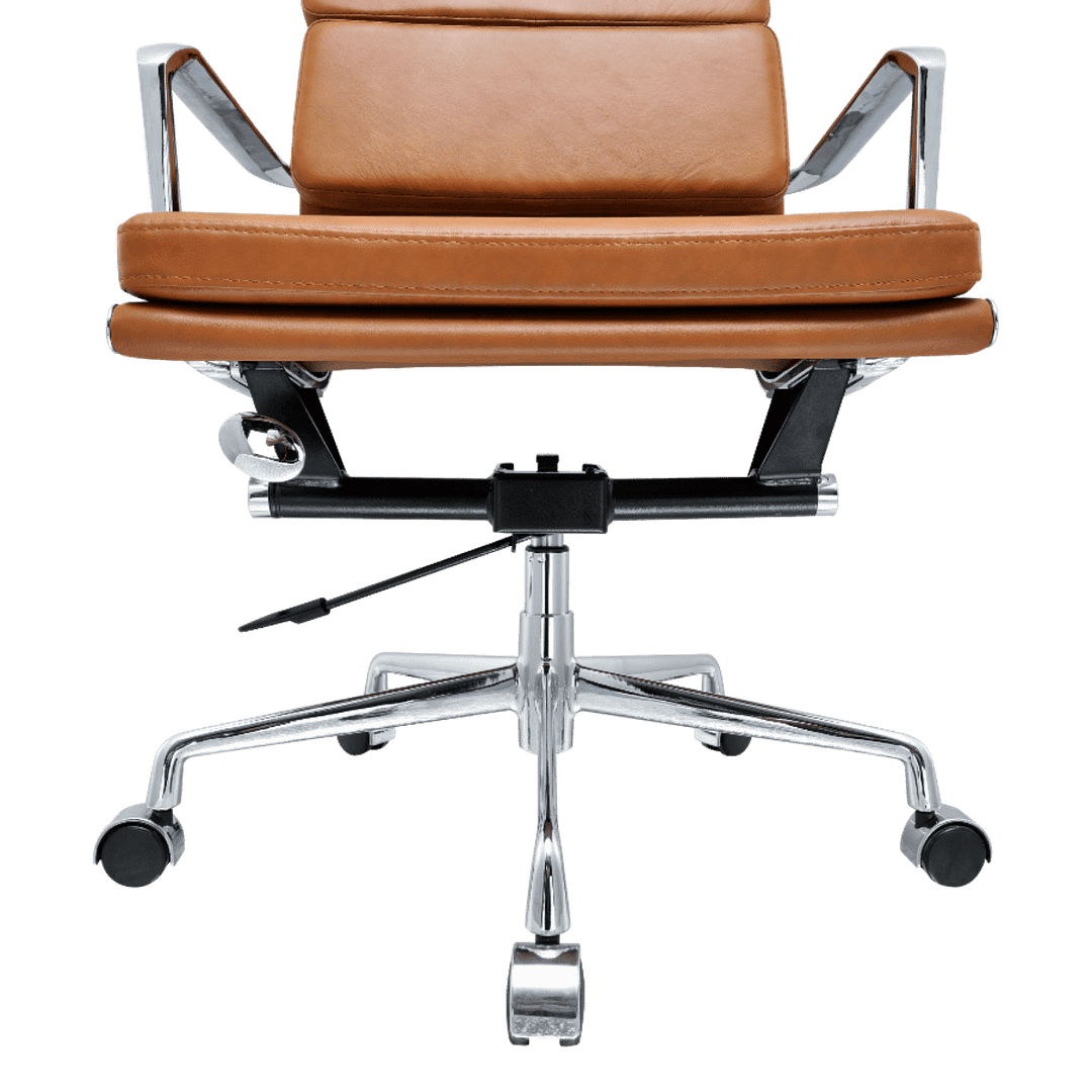 Premium Highback Softpadded Executive Chair Cognac Leather Chrome Frame 8