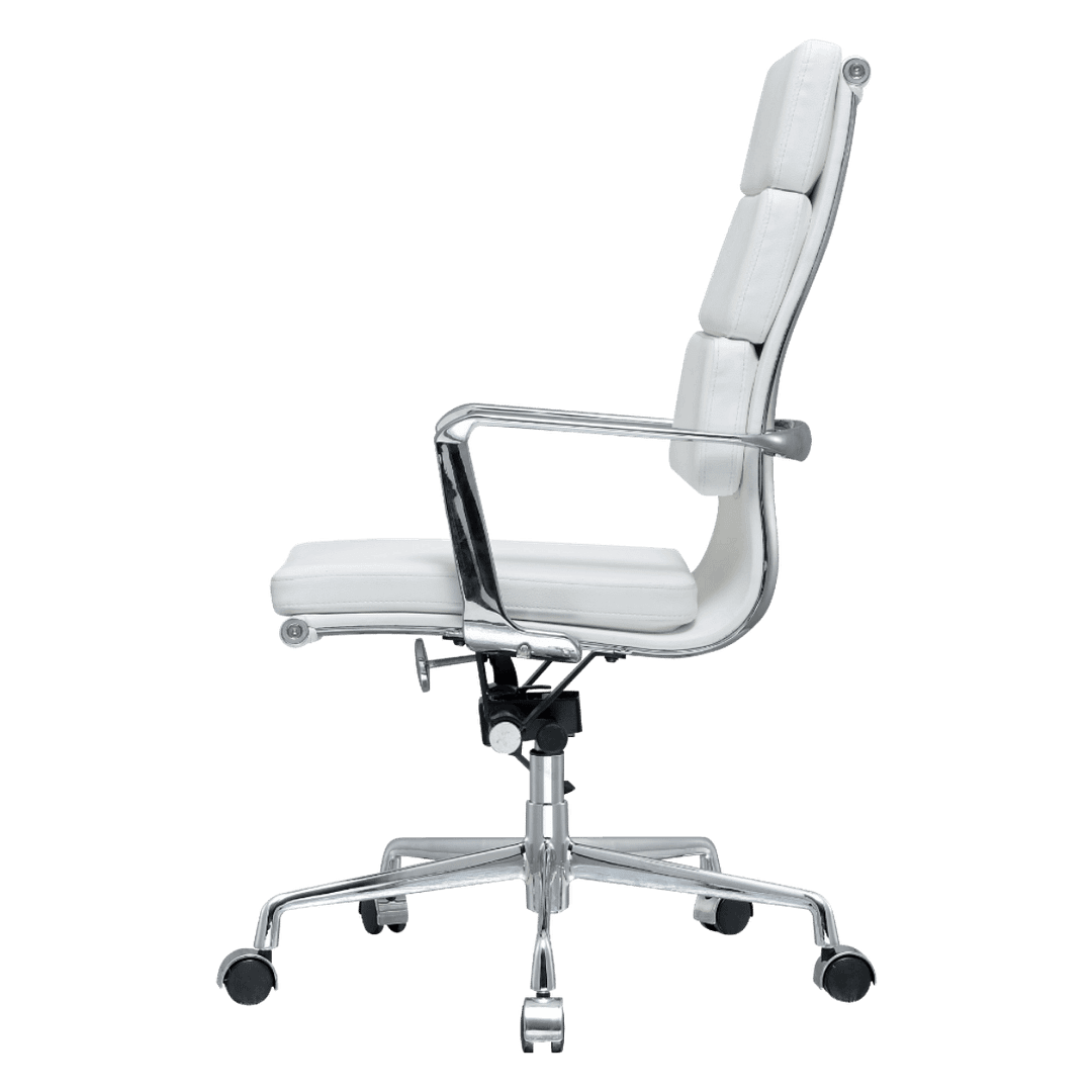 Premium Highback Softpadded Executive Chair White Leather Chrome Frame 2