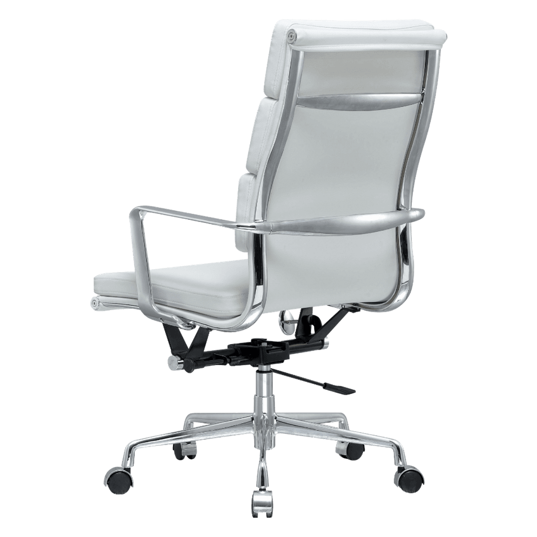 Premium Highback Softpadded Executive Chair White Leather Chrome Frame 3