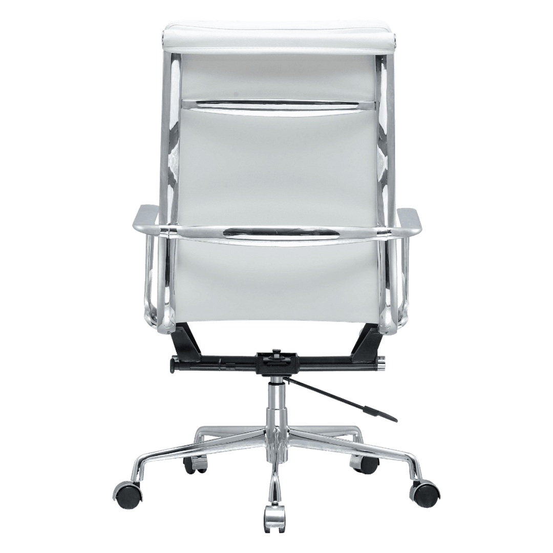 Premium Highback Softpadded Executive Chair White Leather Chrome Frame 4