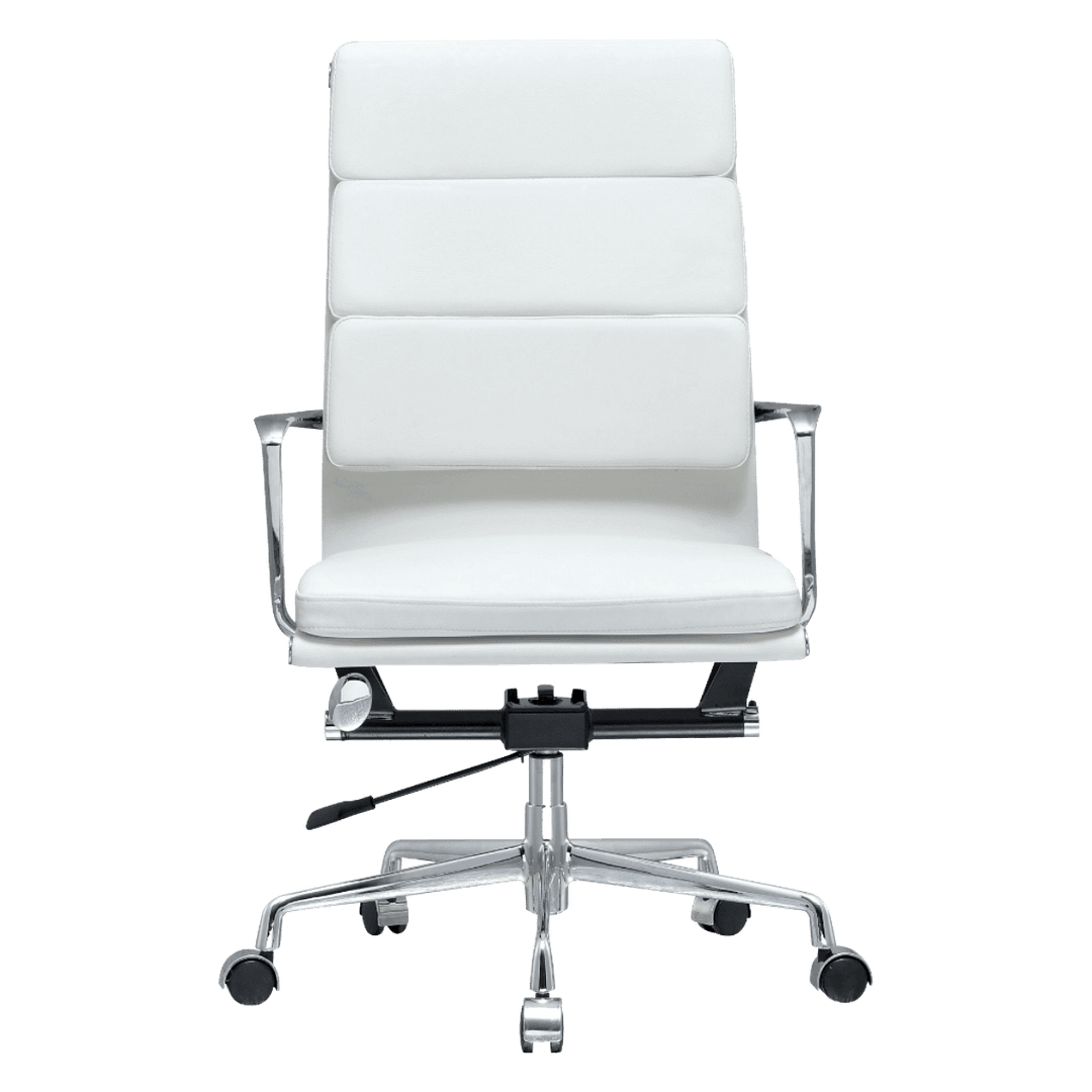 Premium Highback Softpadded Executive Chair White Leather Chrome Frame 5