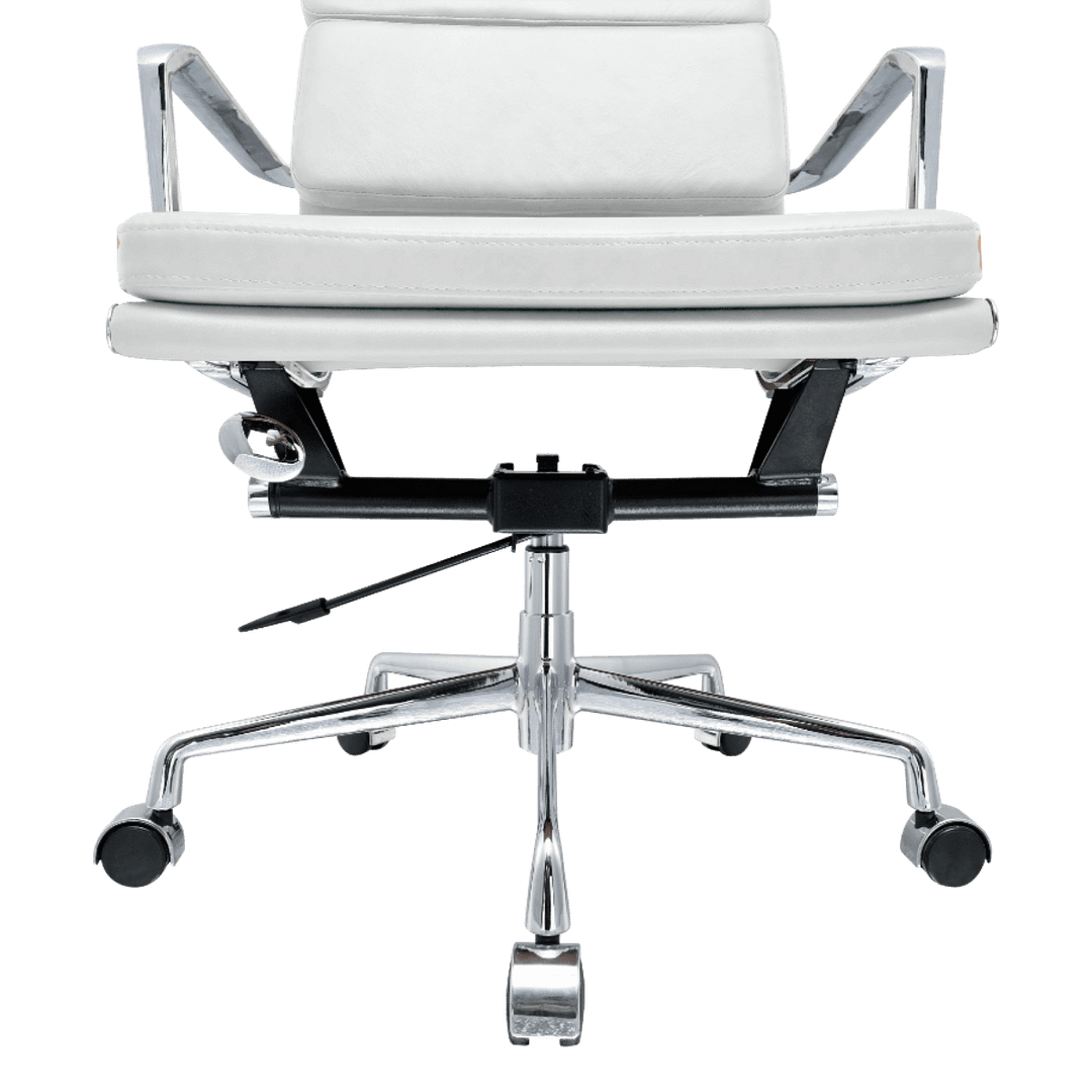 Premium Highback Softpadded Executive Chair White Leather Chrome Frame 6