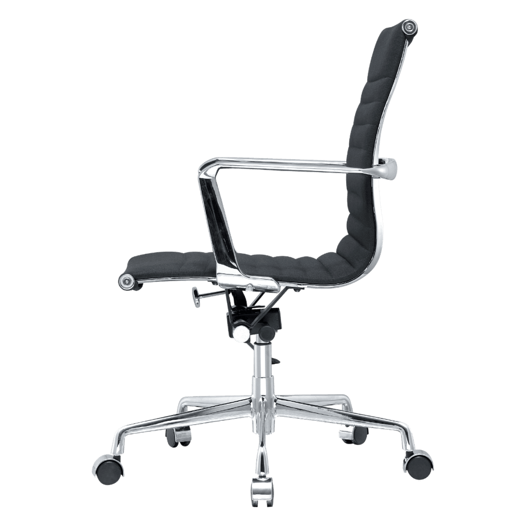 Premium Lowback Ribbed Office Chair Black Linen Chrome Frame 2