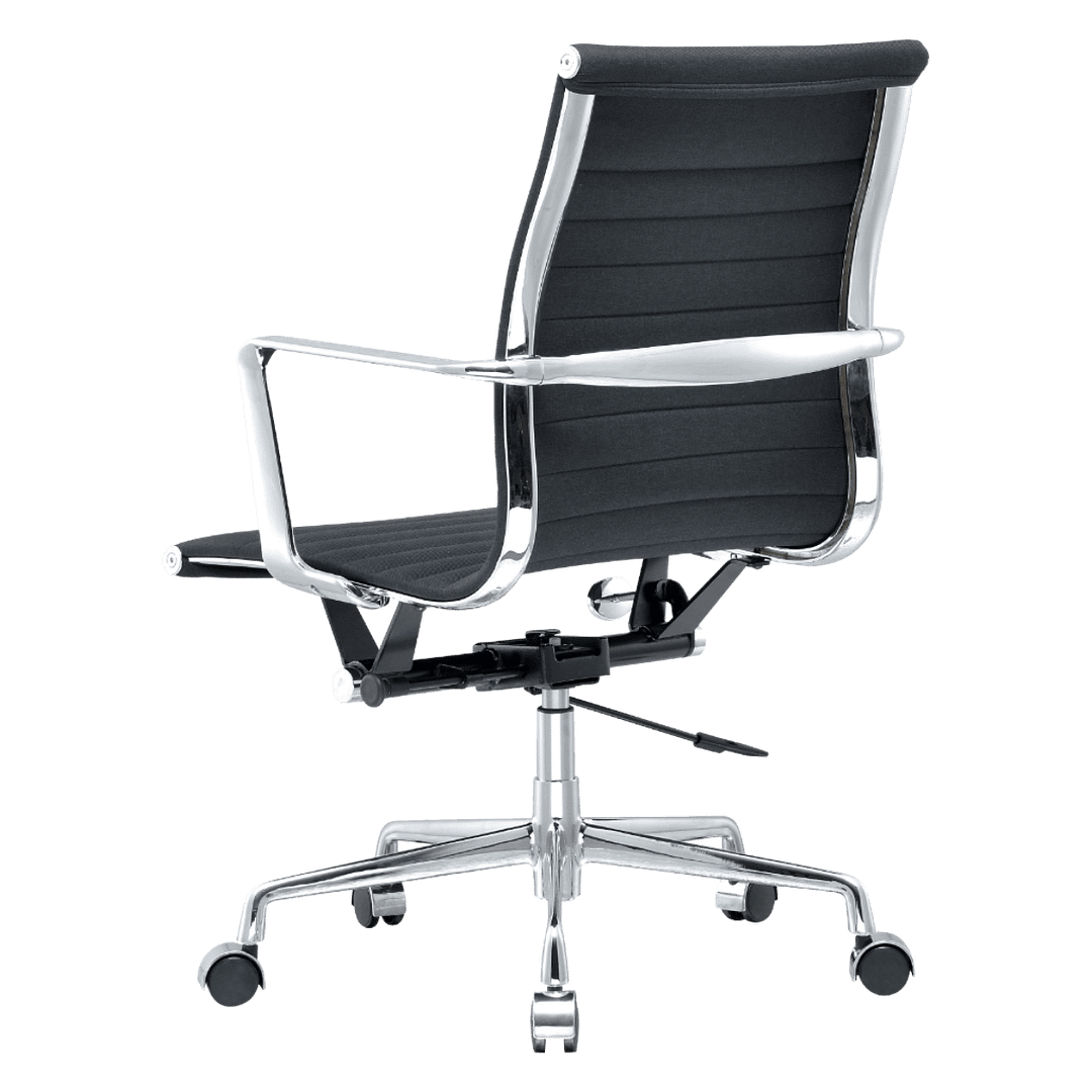 Premium Lowback Ribbed Office Chair Black Linen Chrome Frame 3