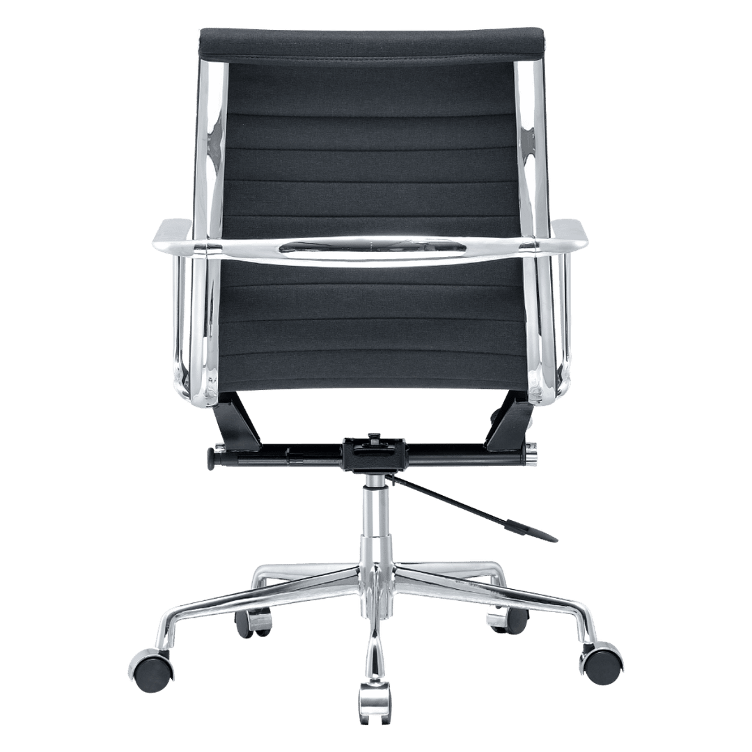 Premium Lowback Ribbed Office Chair Black Linen Chrome Frame 4