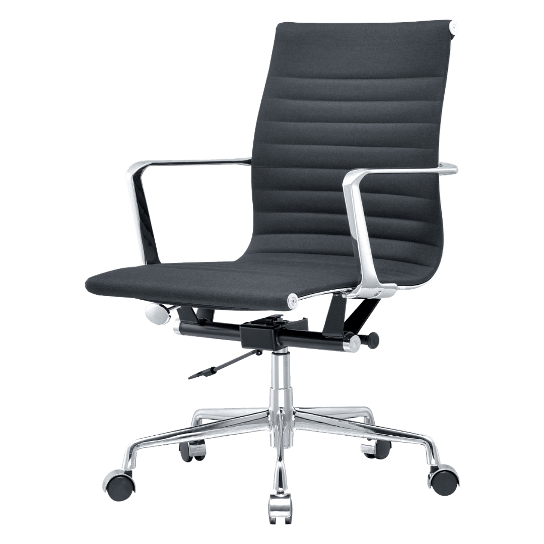 Premium Lowback Ribbed Office Chair Black Linen | Chrome Frame