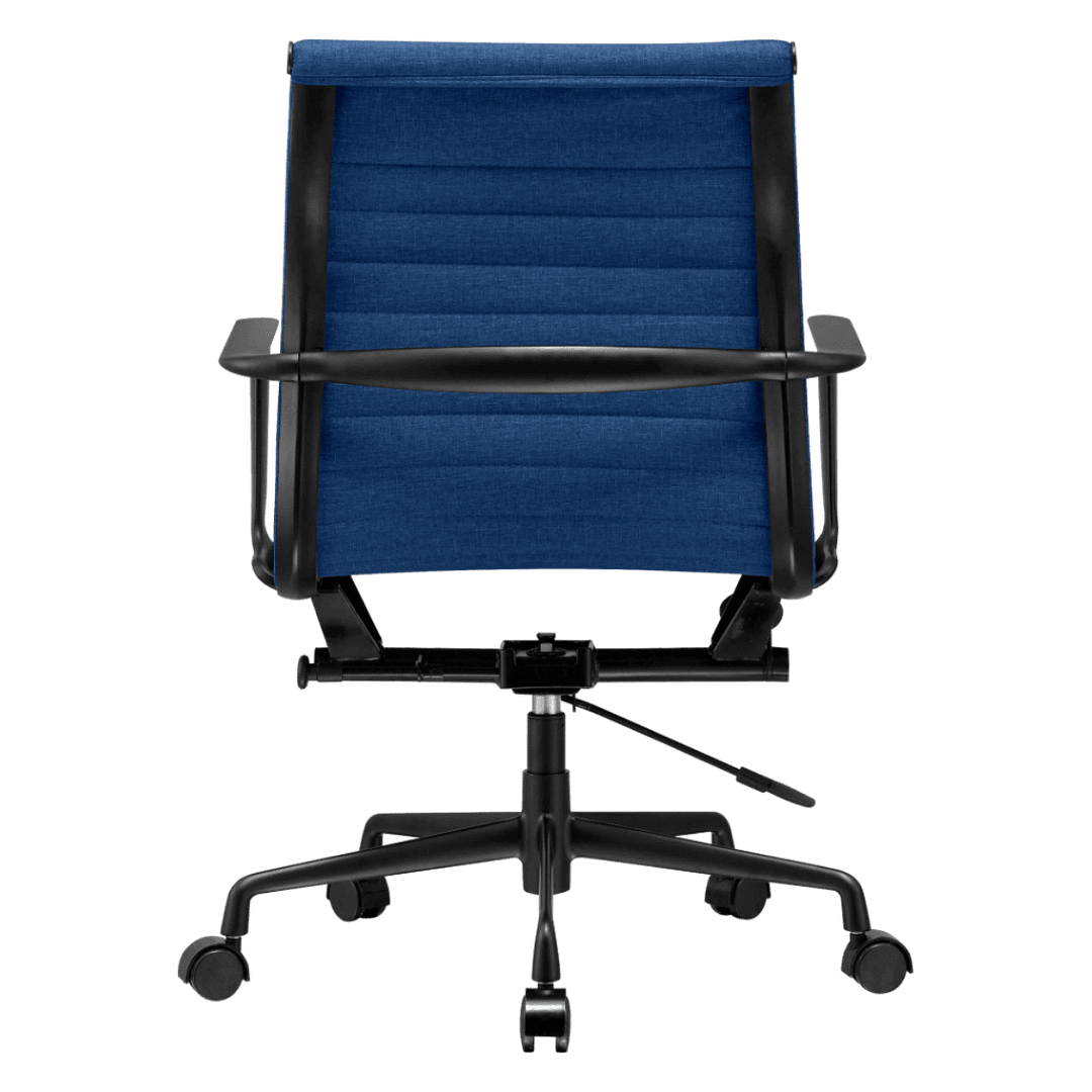 Premium Lowback Ribbed Office Chair Blue Linen Black Frame 4