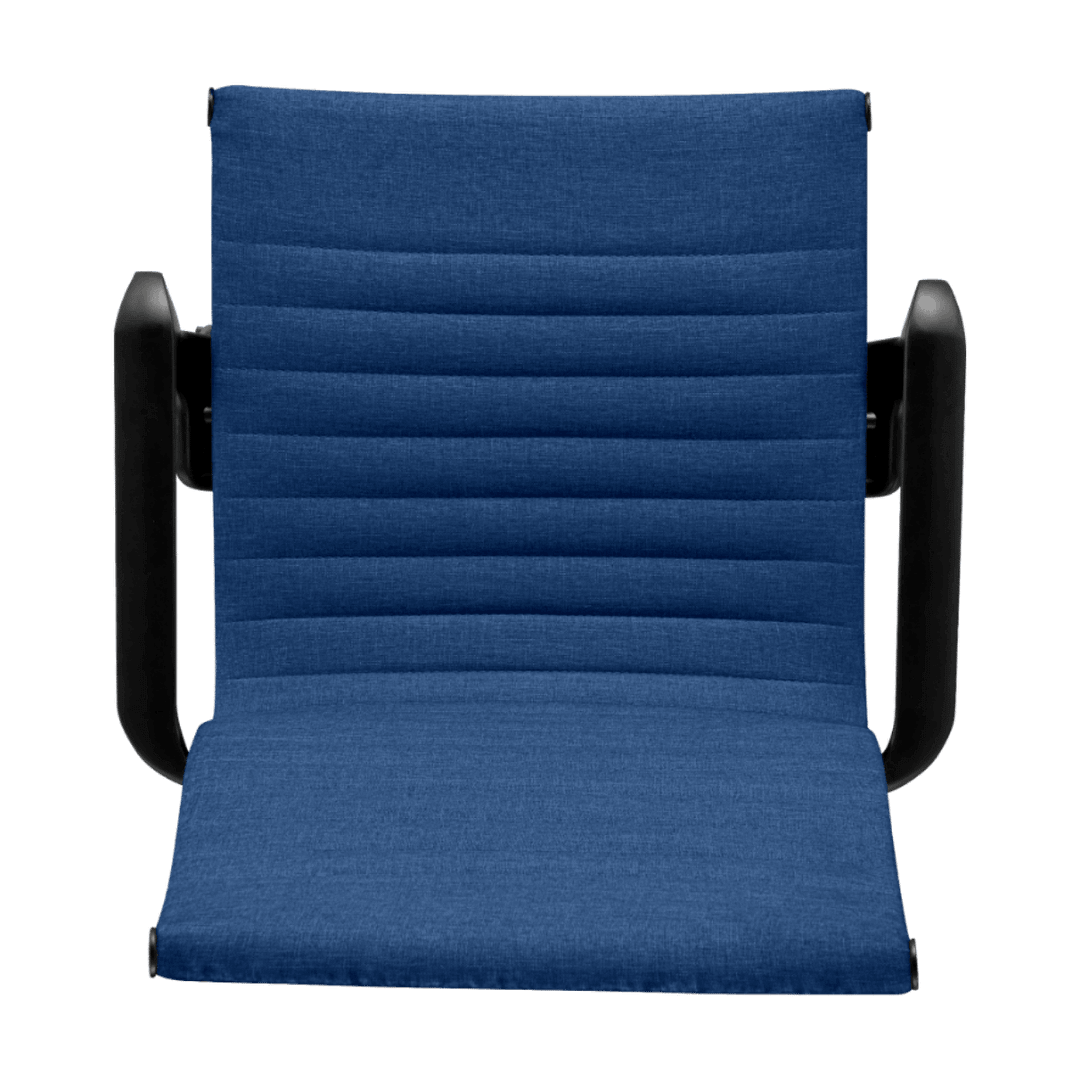 Premium Lowback Ribbed Office Chair Blue Linen Black Frame 6