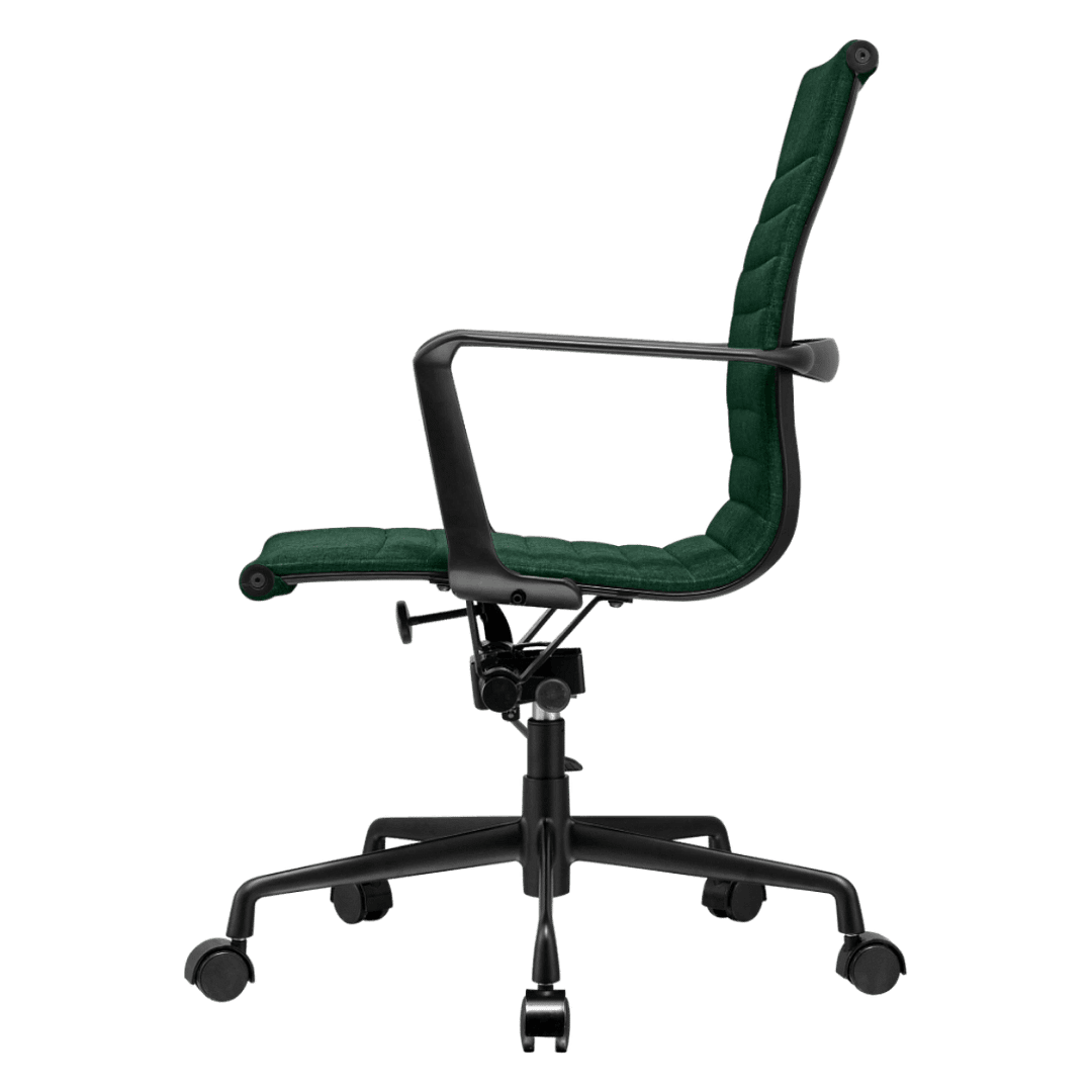 Premium Lowback Ribbed Office Chair Green Linen Black Frame 2