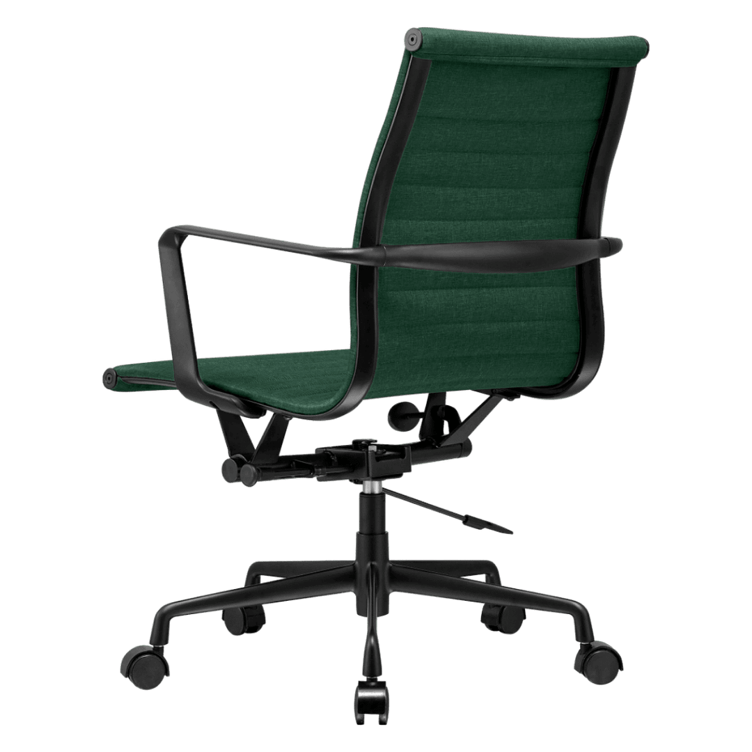 Premium Lowback Ribbed Office Chair Green Linen Black Frame 3