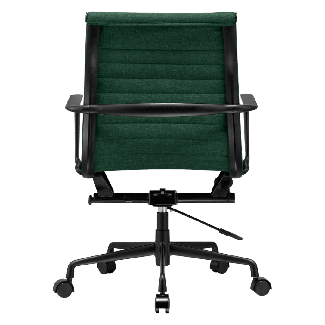 Premium Lowback Ribbed Office Chair Green Linen Black Frame 4