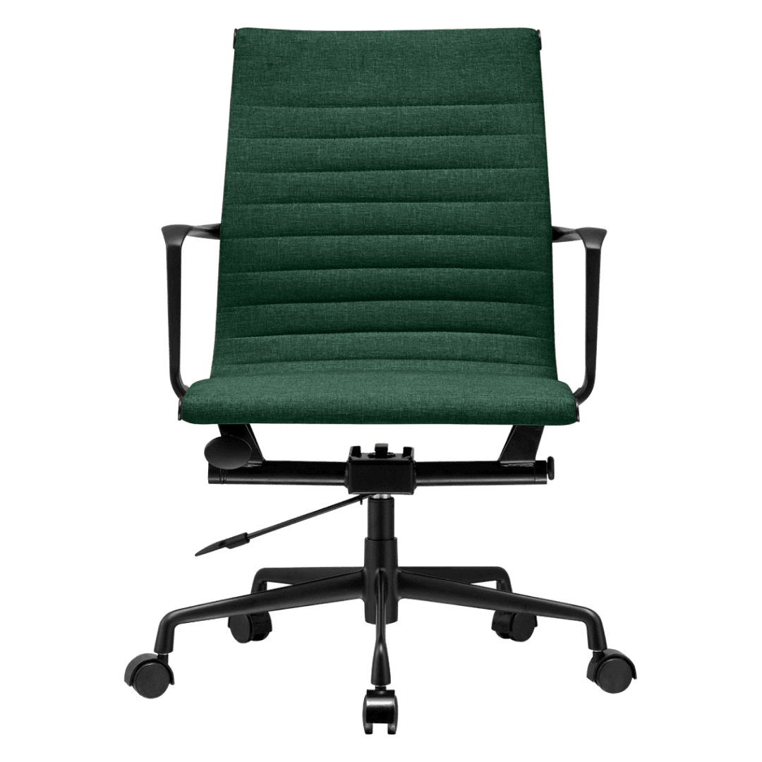 Premium Lowback Ribbed Office Chair Green Linen Black Frame 5