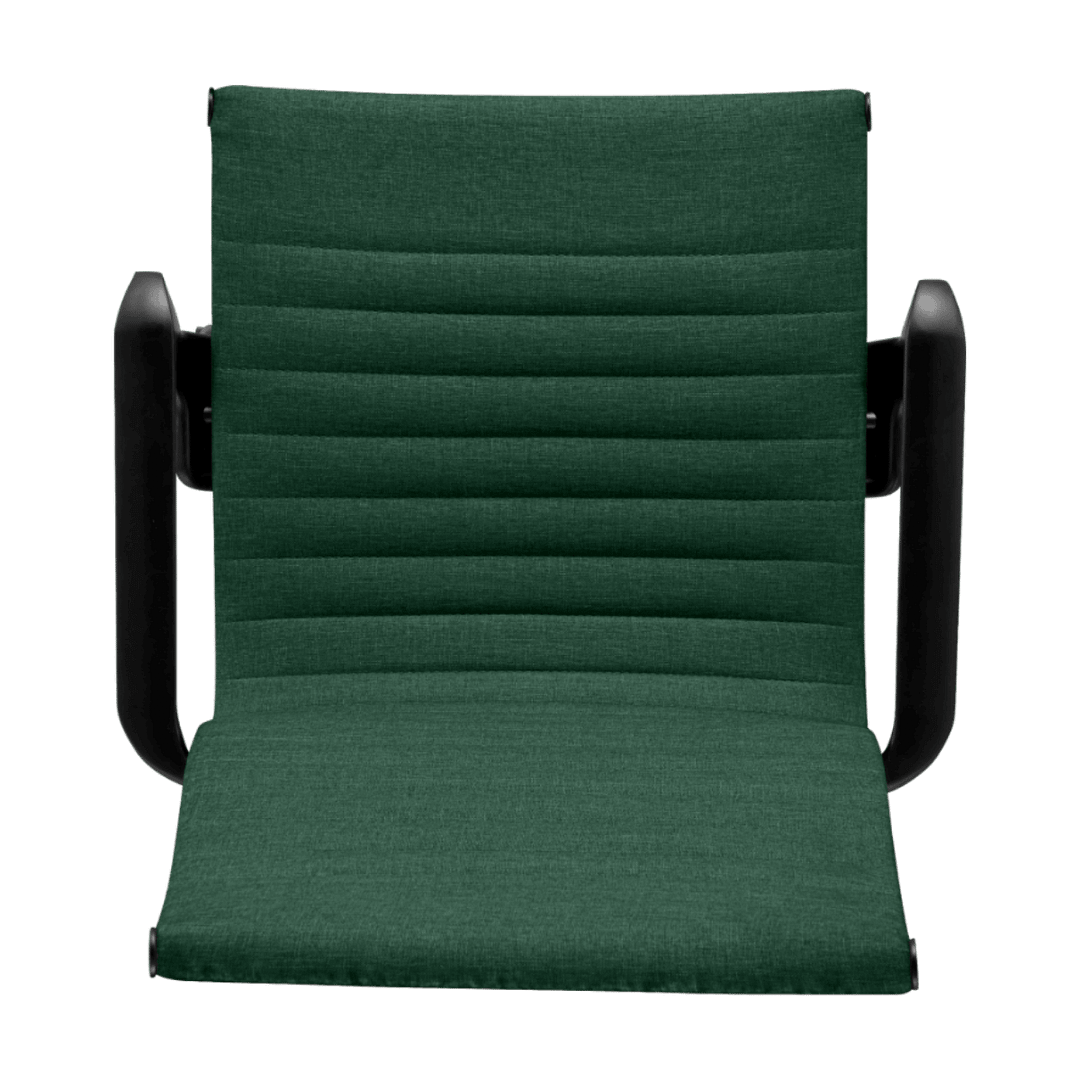 Premium Lowback Ribbed Office Chair Green Linen Black Frame 6