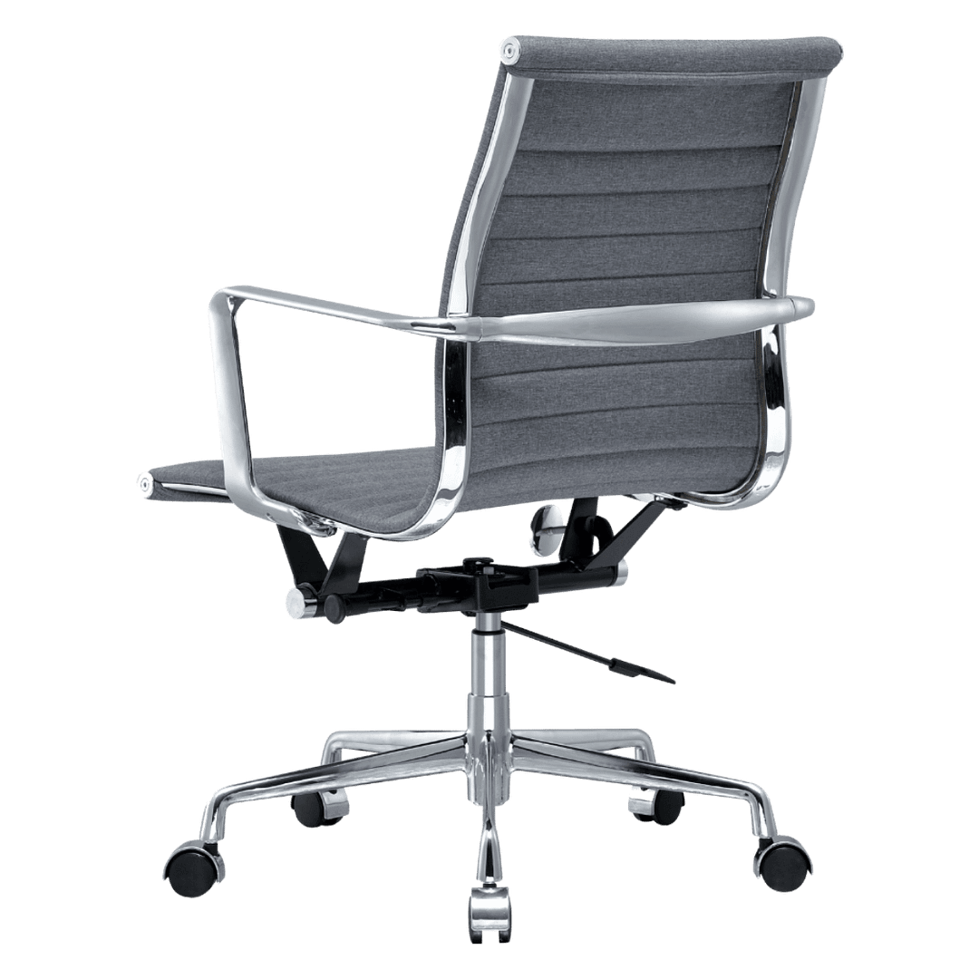 Premium Lowback Ribbed Office Chair Grey Linen Chrome Frame 3