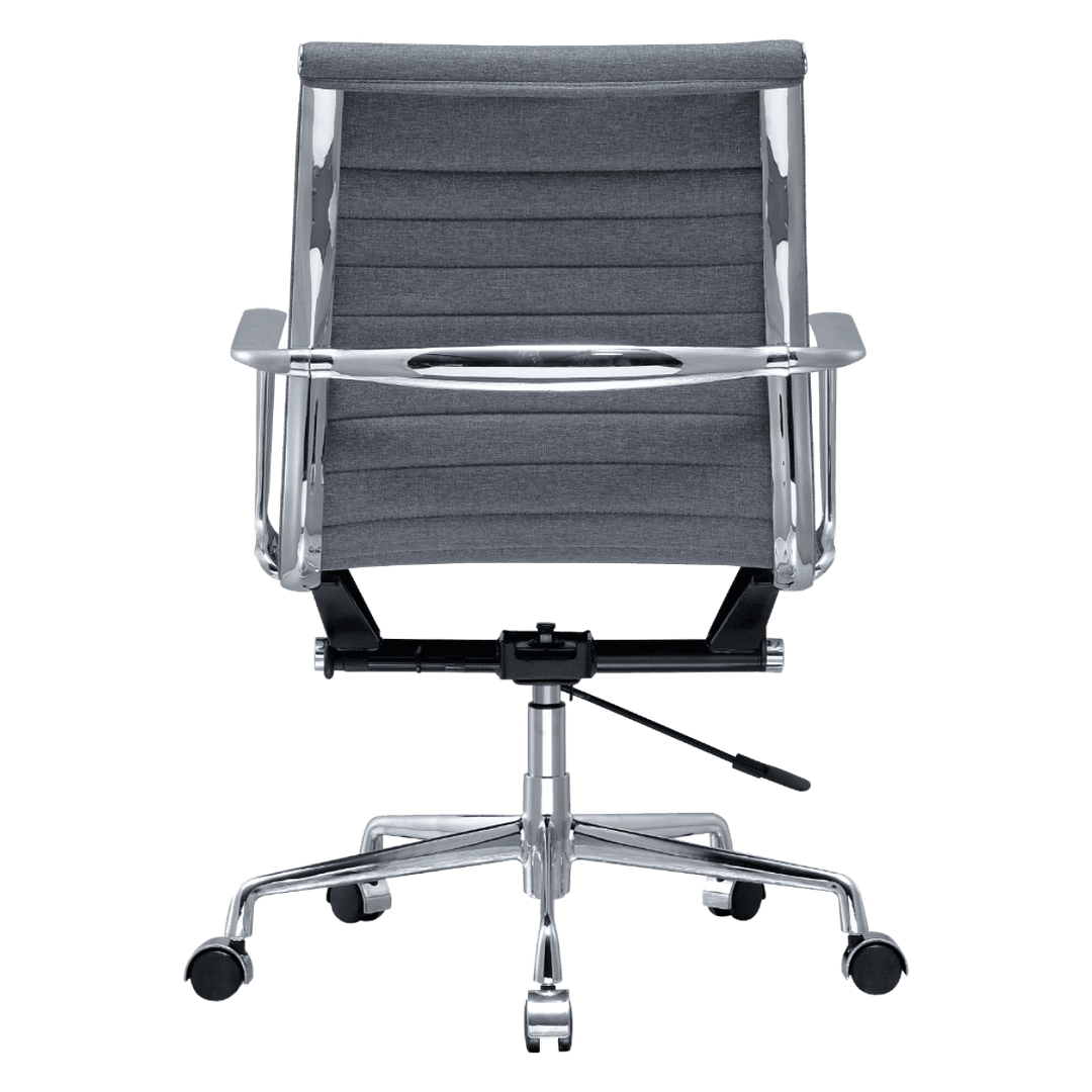 Premium Lowback Ribbed Office Chair Grey Linen Chrome Frame 4