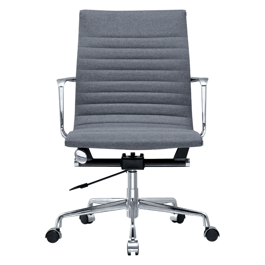 Premium Lowback Ribbed Office Chair Grey Linen Chrome Frame 5