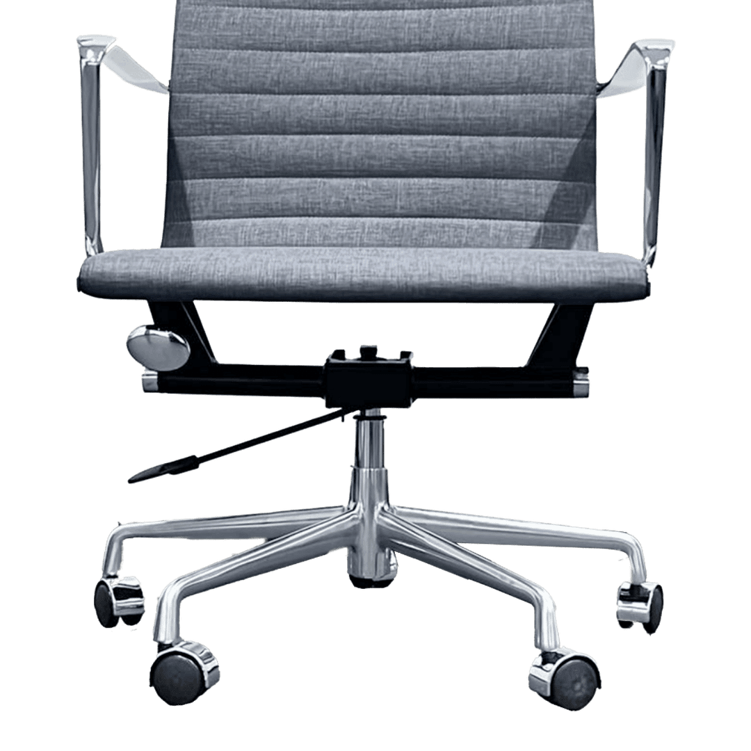 Premium Lowback Ribbed Office Chair Grey Linen Chrome Frame 7