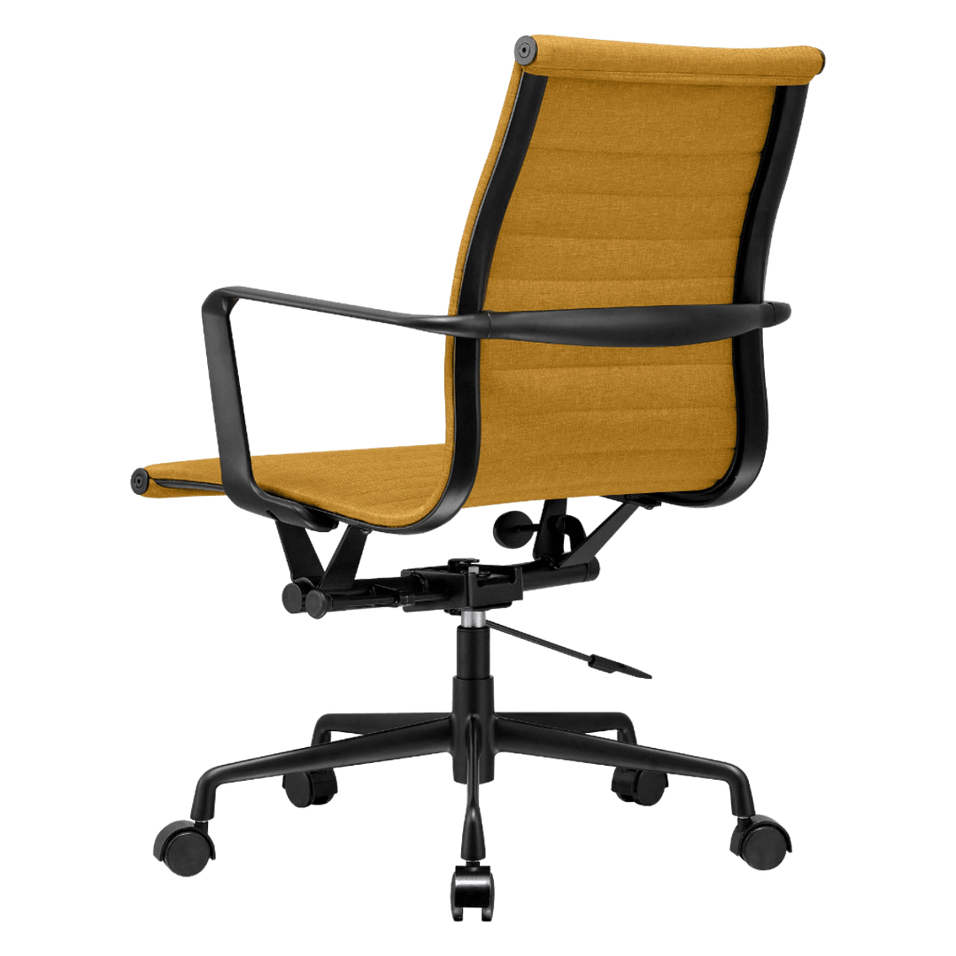 Premium Lowback Ribbed Office Chair Oker Linen Black Frame 3