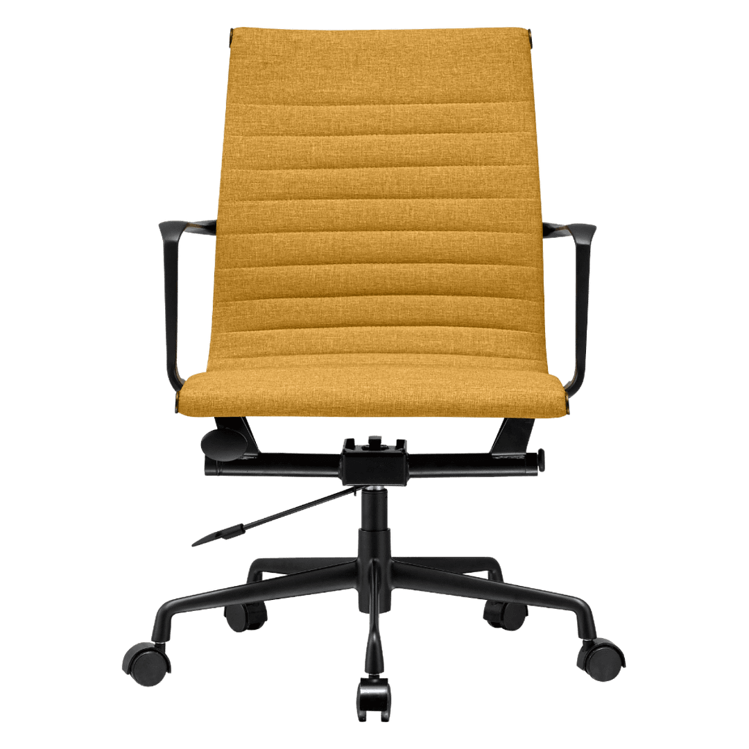 Premium Lowback Ribbed Office Chair Oker Linen Black Frame 5