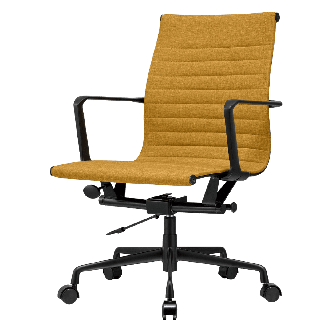 Premium Lowback Ribbed Office Chair Oker Linen Black Frame