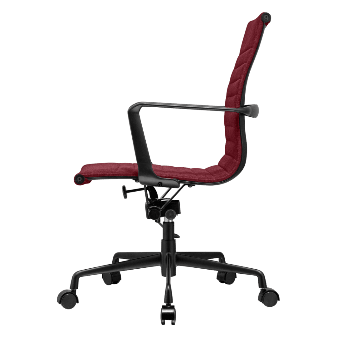 Premium Lowback Ribbed Office Chair Red Linen Black Frame 2