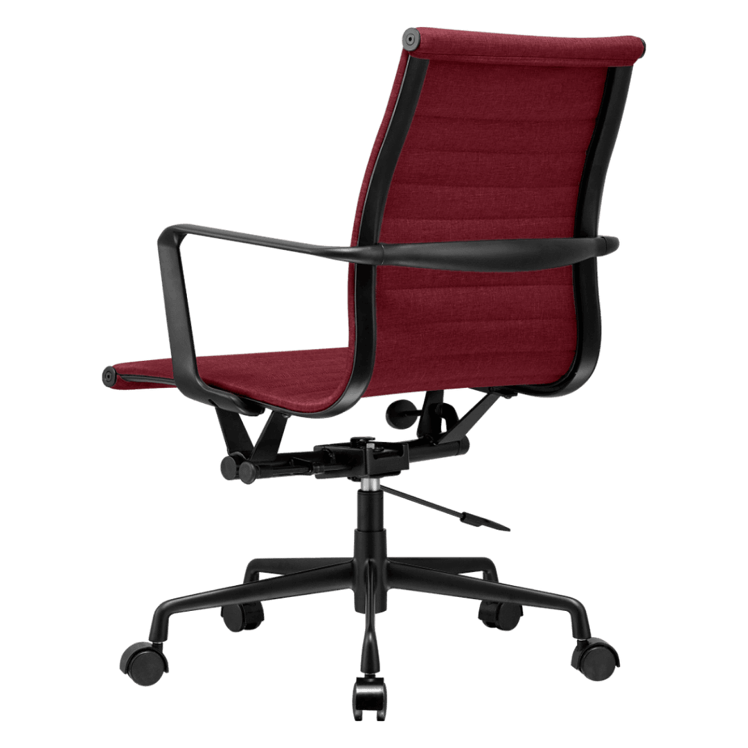 Premium Lowback Ribbed Office Chair Red Linen Black Frame 3