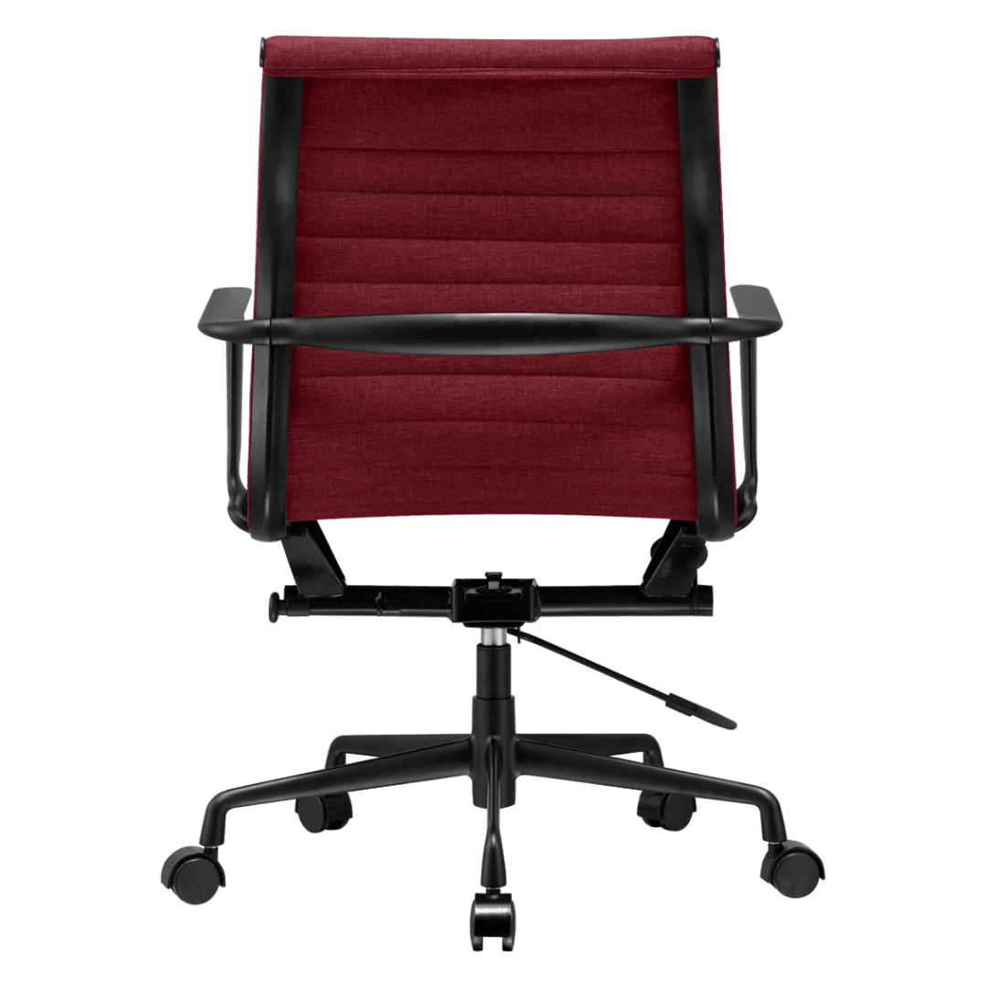 Premium Lowback Ribbed Office Chair Red Linen Black Frame 4