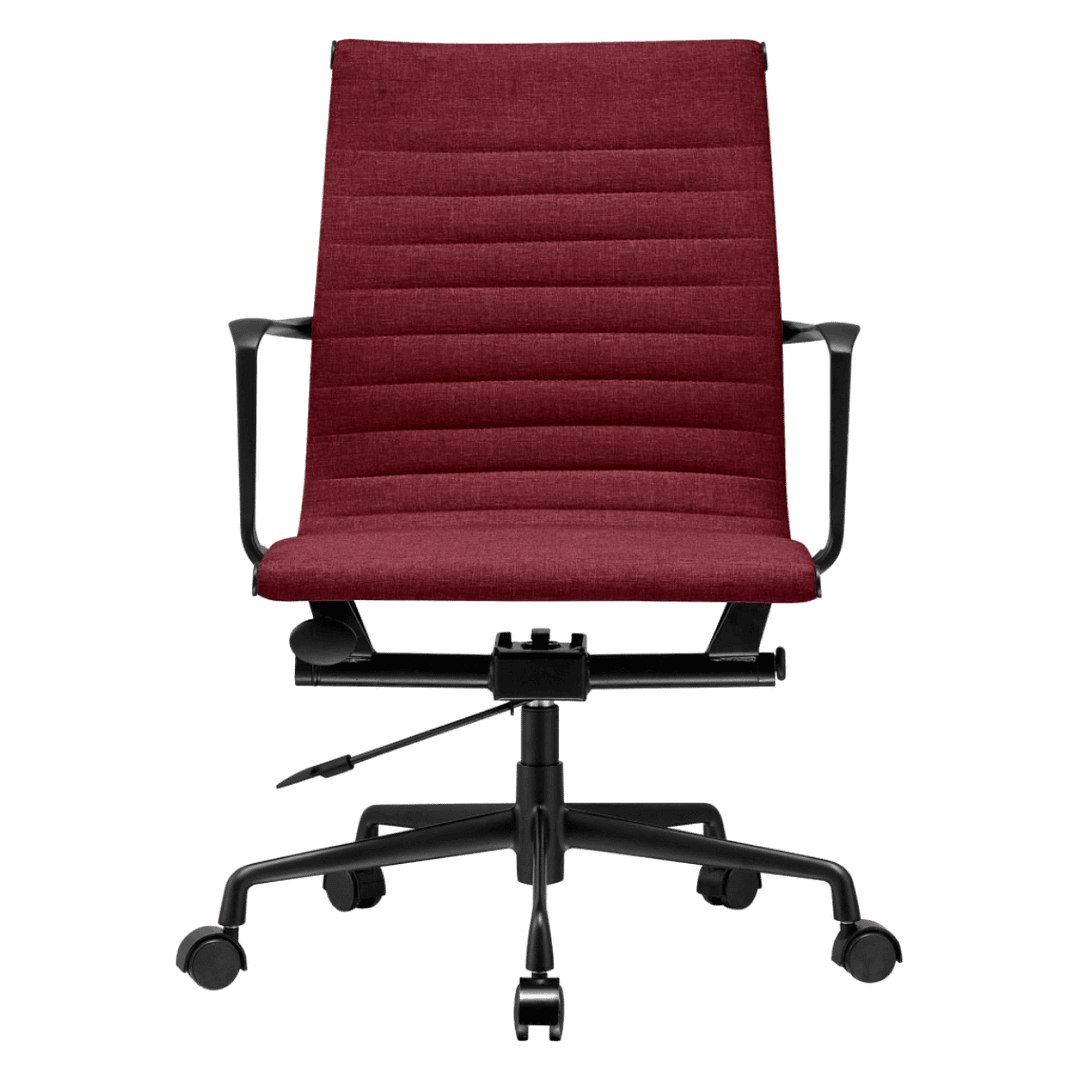 Premium Lowback Ribbed Office Chair Red Linen Black Frame 5