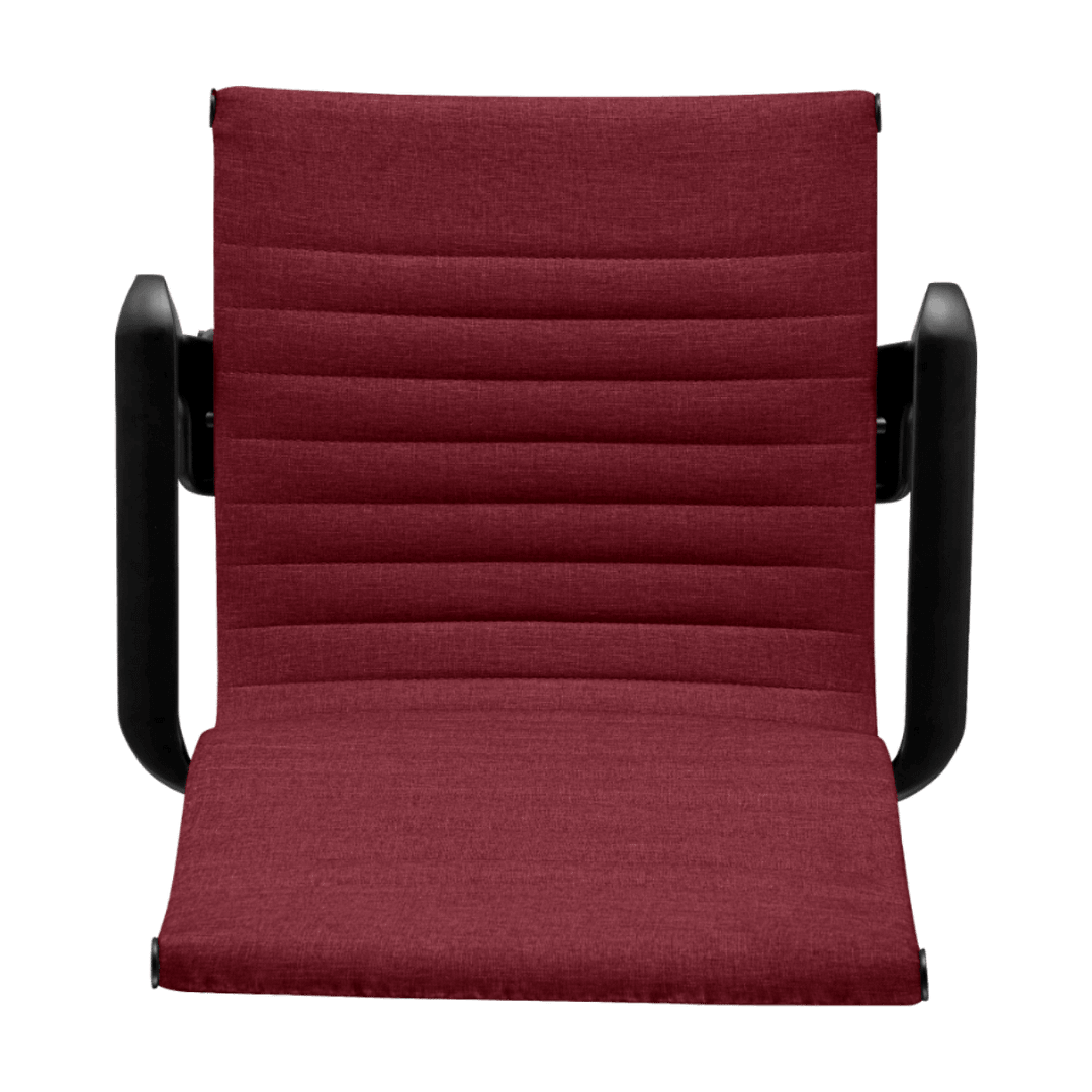 Premium Lowback Ribbed Office Chair Red Linen Black Frame 6