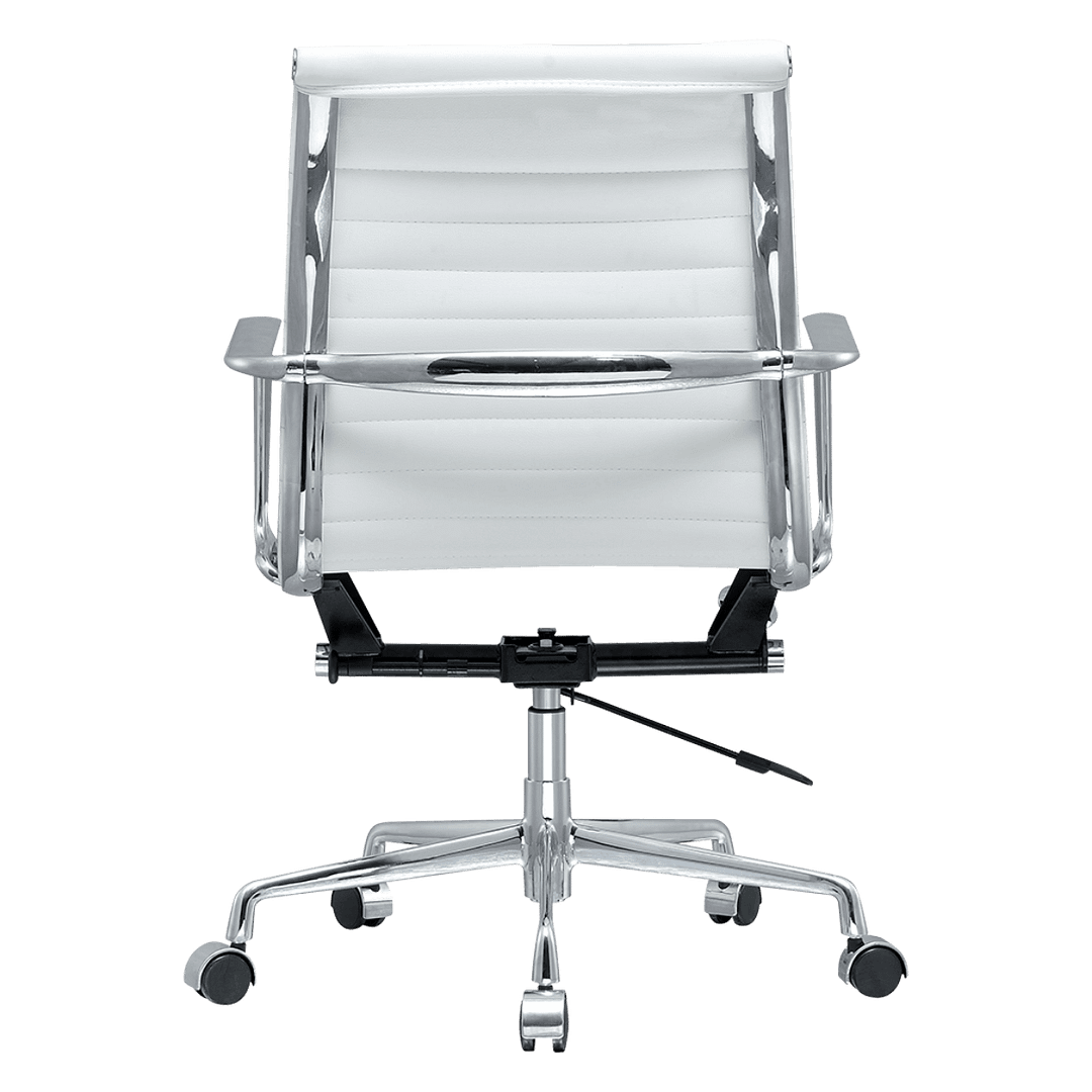 Premium Lowback Ribbed Office Chair White Leather Chrome Frame 5