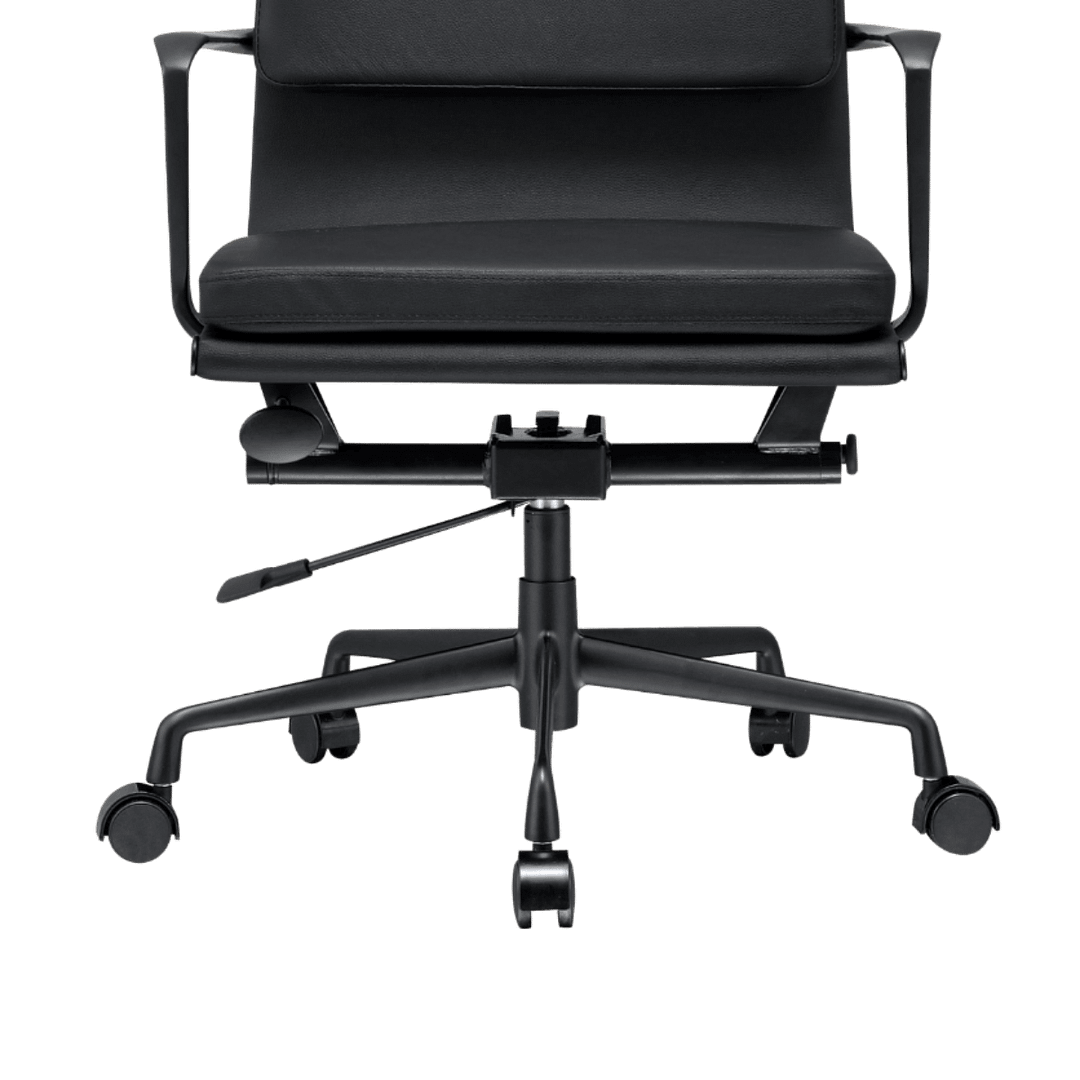 Premium Lowback Softpadded Office Chair Black Leather Black Frame 3