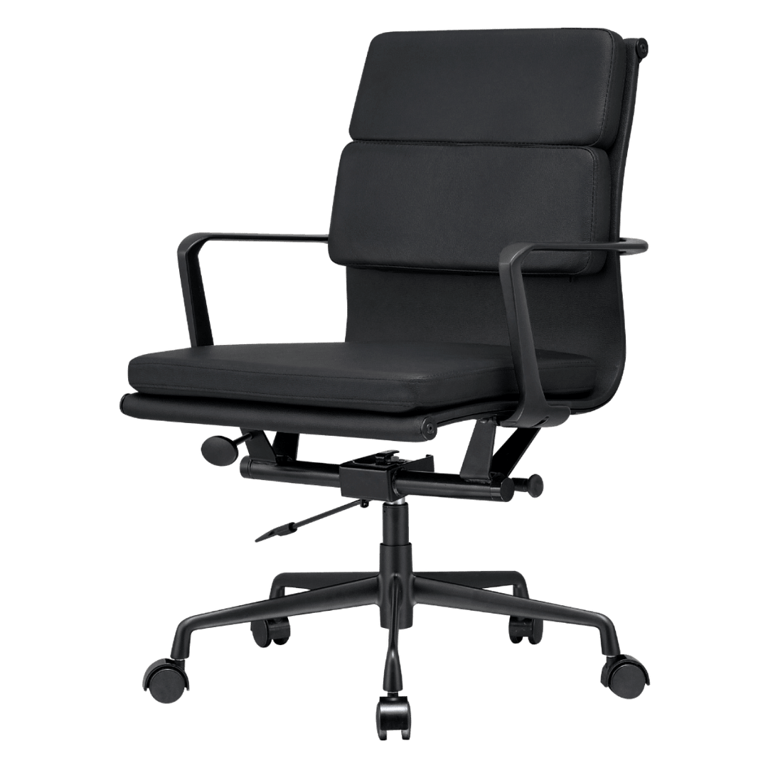 Premium Lowback Softpadding Office Chair Black Leather | Black Frame