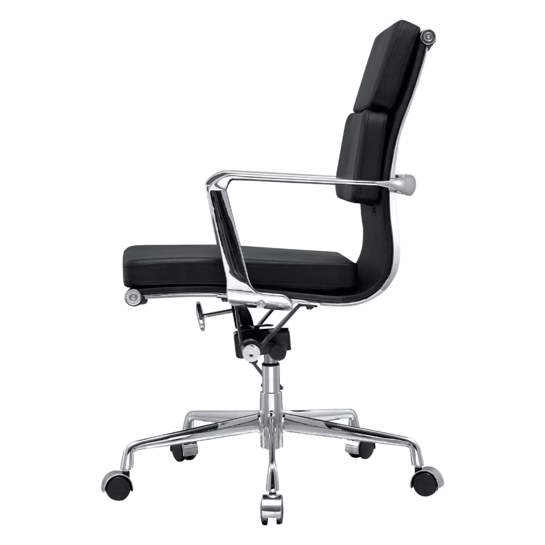 Premium Lowback Softpadded Office Chair Black Leather Chrome Frame 2