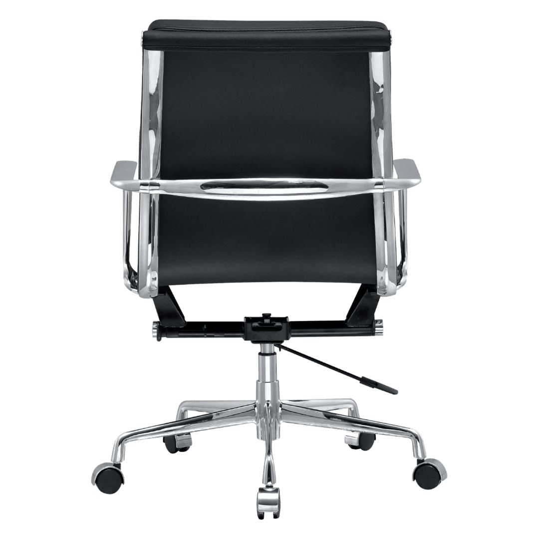 Premium Lowback Softpadded Office Chair Black Leather Chrome Frame 4