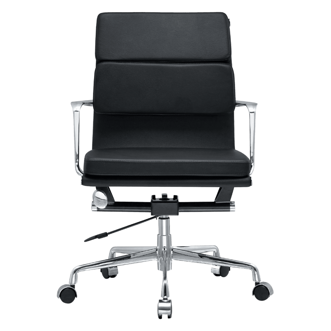 Premium Lowback Softpadded Office Chair Black Leather Chrome Frame 5