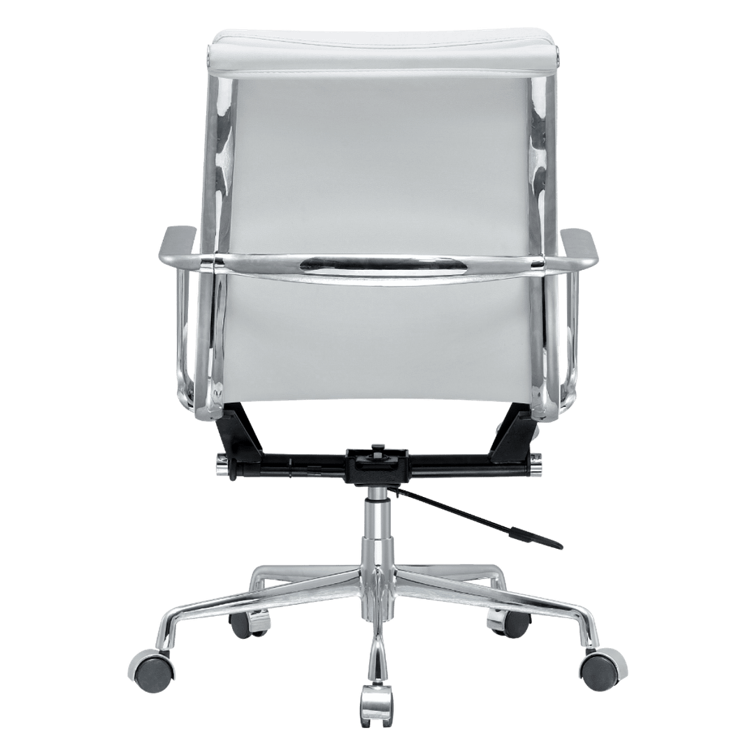 Premium Lowback Softpadded Office Chair White Leather Chrome Frame 4