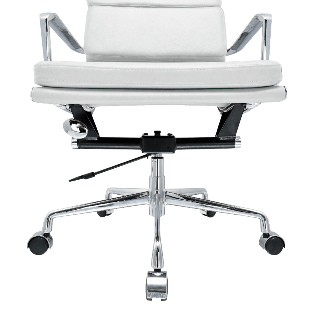 Premium Lowback Softpadded Office Chair White Leather Chrome Frame 8