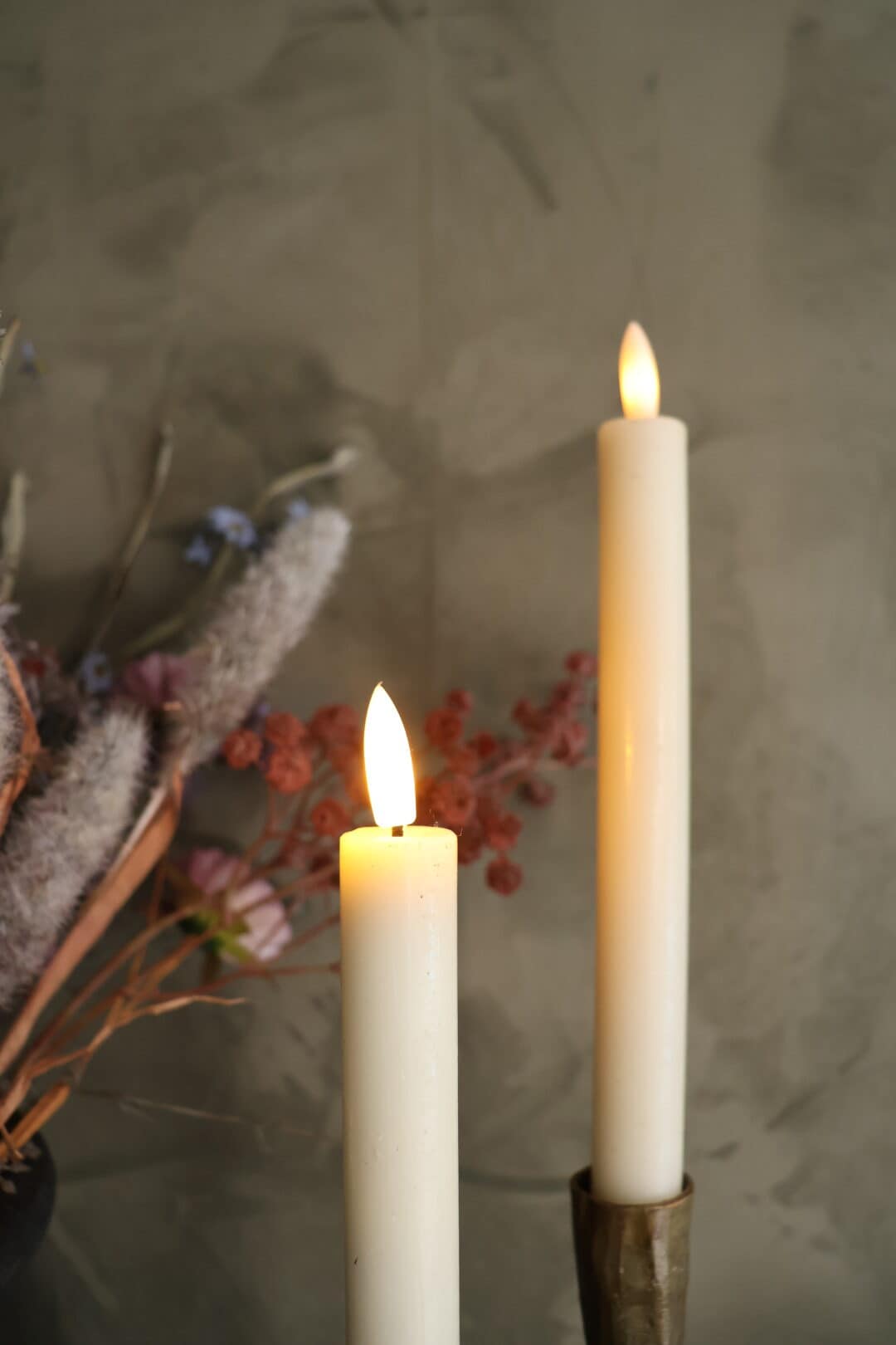 Rustieke set led dinerkaarsen creme - Afbeelding 2