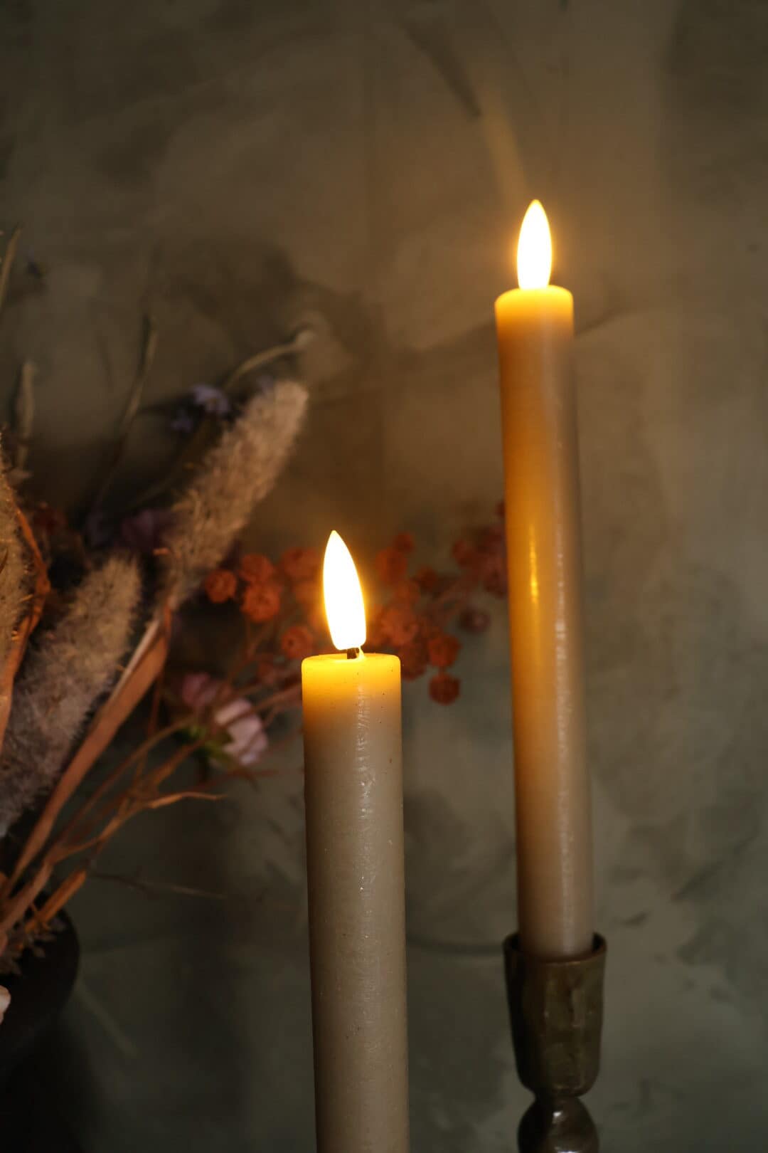 Rustieke set led dinerkaarsen beige - Afbeelding 2