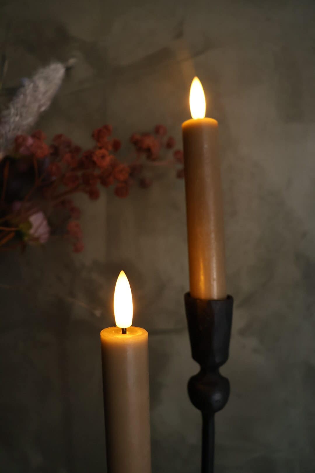 Rustieke set led dinerkaarsen beige S - Afbeelding 2