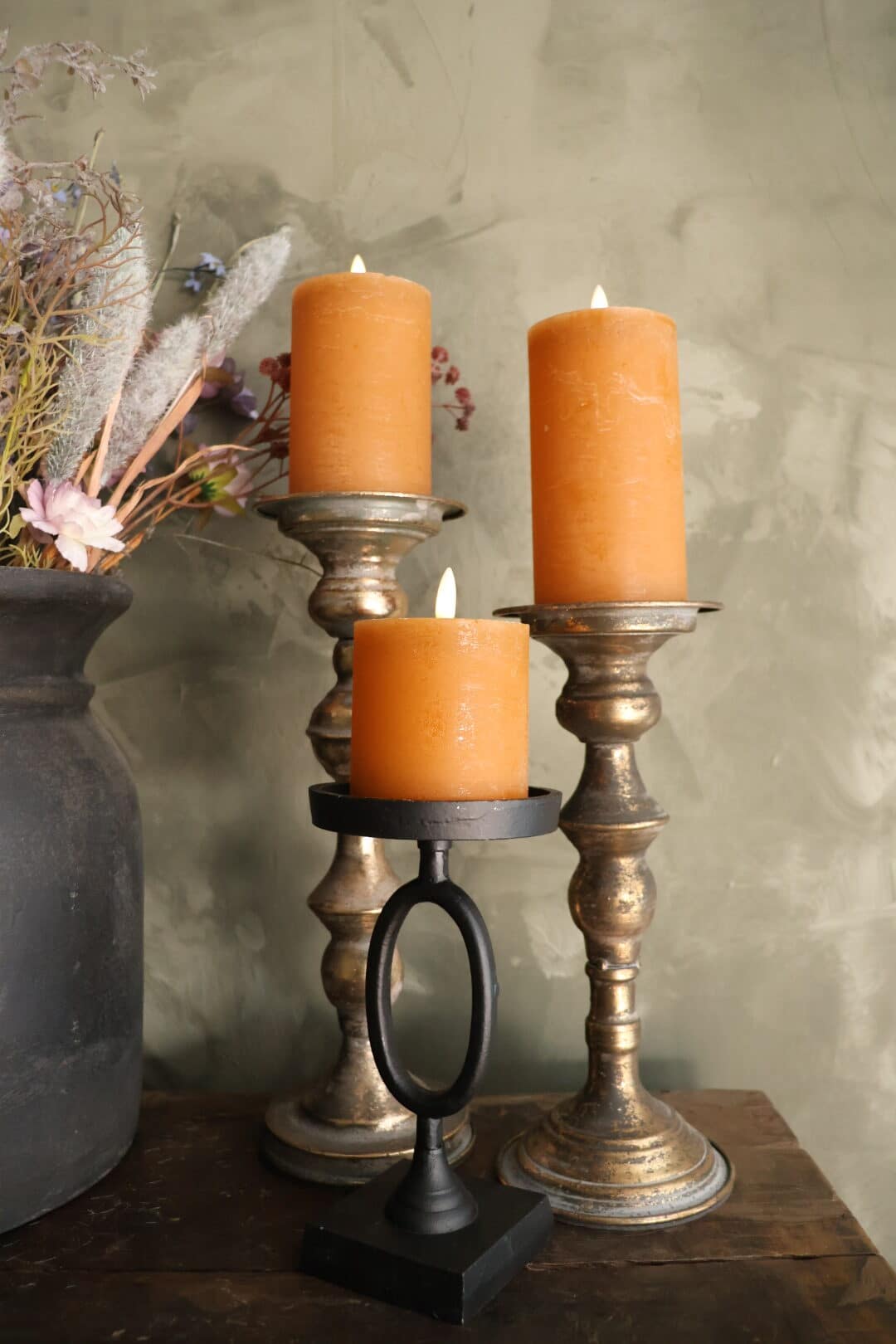 Rustieke led stompkaars amber S - Afbeelding 3