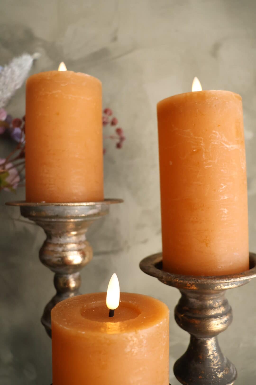 Rustieke led stompkaars amber S - Afbeelding 2