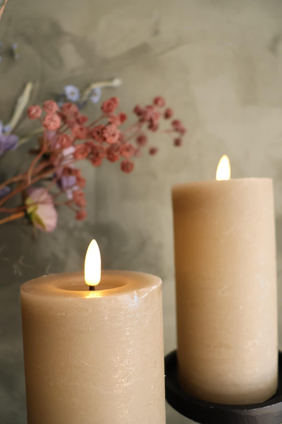 Rustieke led stompkaars beige S - Afbeelding 2