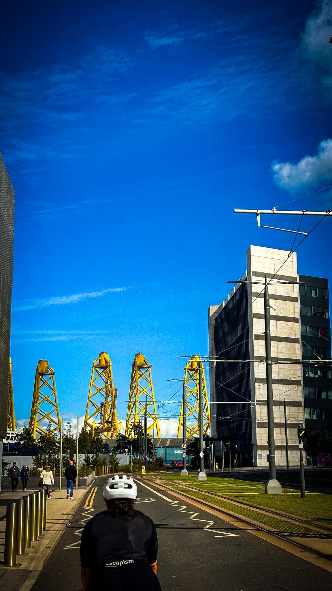 Port of Leith with yellow cranes