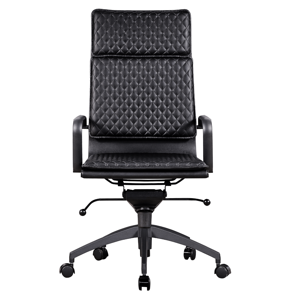 Diamond Highback Softpad Chefsessel Schwarzes Leder Schwarzes Gestell 2